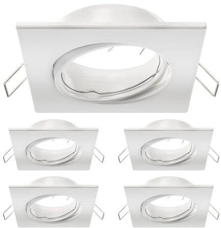 ledscom.de 5x Deckeneinbaurahmen RIR, eckig, schwenkbar, weiß matt