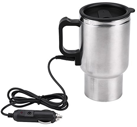 Gobelet chauffant 12V Tasse chauffante électrique en acier inoxydable pour voyage et voiture Café et thé