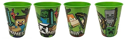 4 x drickmugg för barn 260 ml/valbar/mugg glas av plast BPA-fri – present till pojkar (design Minecraft)