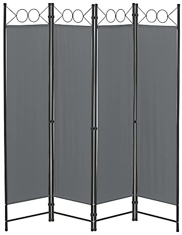 [en.casa] Raumteiler Saragossa 4-teilig 160x171 cm Paravent Trennwand 4-TLG. Sichtschutz Stellwand Spanische Wand Dunkelgrau