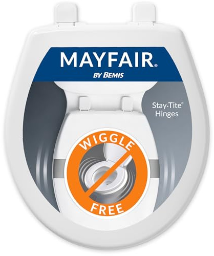 Mayfair Collins Slow Close Toilet Seat, Durable Plastic Seat with Extra Stability Bumpers and Secure Hinges, Made in USA, Round, White