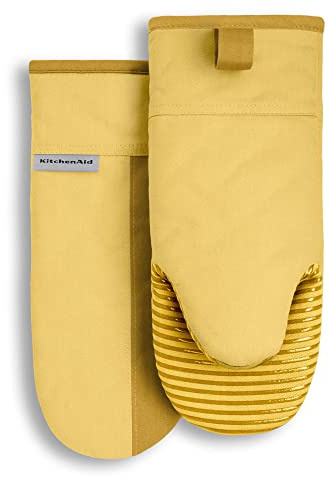 KitchenAid Beacon Two-Tone Oven Mitt 2-Pack Set, 5.75x13, Majestic Yellow