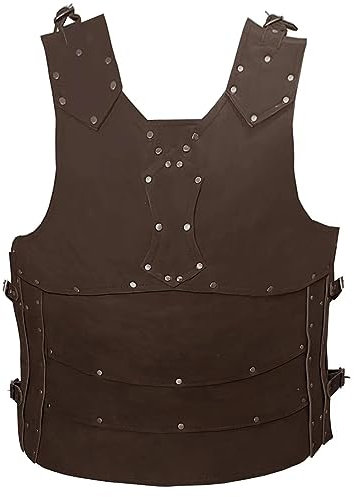 Uyecos Mittelalter Brustpanzer für Männer Ritter Brustpanzer Kostüm Wikinger Lederrüstung LARP Halloween Cosplay Party (Krieger Rüstung Braun)