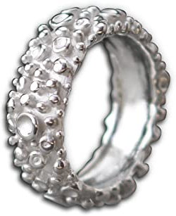 Breiter Bandring Kugeloptik 925 Sterling Silber Schuppen Silberring getropfte Kugel | RG: (64 (20.4))