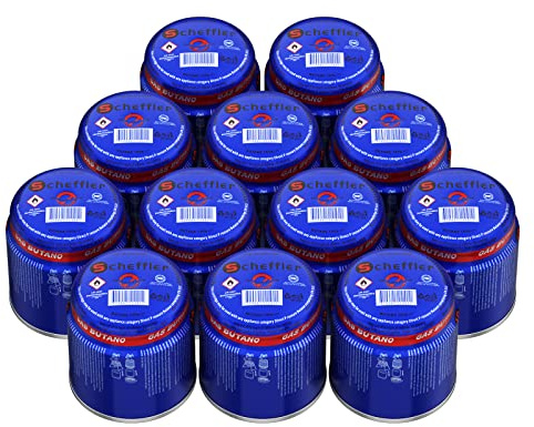 Scheffler 12 x 190g Gaskartuschen, Butan Stechkartusche, Butangas, Gas für Gaskocher Campingkocher