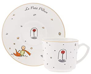KARACA Le Petit Prince Design - Set di 6 tazzine da caffè e piattino, in porcellana, colore: bianco multicolore, piccole tazze da caffè turco, tazzine da espresso, cappuccino, set da tè - 12 pezzi, 80