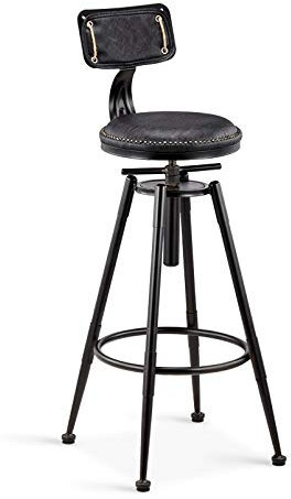 btd Taburete de Bar Retro Americano, Silla de Bar de Hierro, Restaurante de Cocina Taburete Alto Perno de Rotación Refuerzo de Perno Silla de Mostrador de Desayuno para el Hogar (Color : Black) The