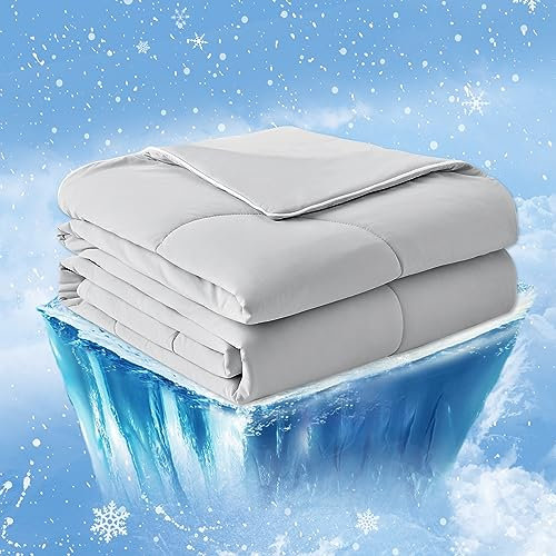 Cozy Bliss Kühldecke in Doppelgröße, Kühldecken für heiße Schläfer und Nachtschweiß, graue Sommerdecke für Doppelbett, atmungsaktiv, weich, leicht, seidig, glatt