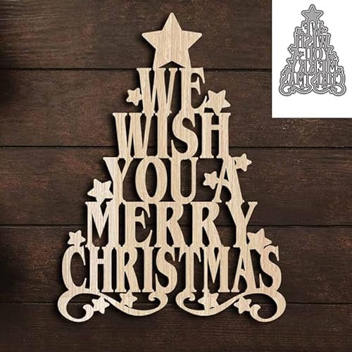 Merry Christmas Tree Metal Die Cuts, Merry Christmas Tree Cutting Dies Cut Stencils DIY Scrapbooking Cards Decorative Embossing Paper Dies for Album Card Making Scrapbooking