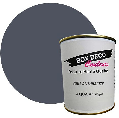 BOX DECO COULEURS Peinture meuble plastique à base de laque acrylique aspect satin Aqua Plastique - 750 ml, Gris Anthracite