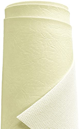 A-Express tungt tjockt fuskläder tyg kornigt konstläder vinyl konstläder bil heminredning klädsel material – grädde 1 meter 100 cm x 140 cm