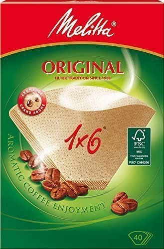40x Melitta Original 1x6 (Grösse 6) Filtertüten/Kaffeefilter (Naturbraun / 3 Aromazonen-Filter (Melitta 1x6, 40 Filter)