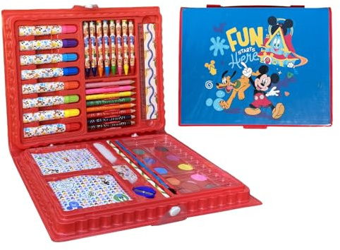 CARTOON Disney Mickey Mouse Children's Painting Box with 52 Piece Drawing and Writing Set