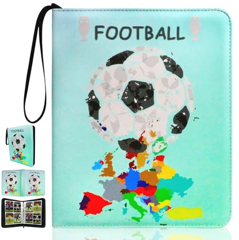 Karten-Sammelalbum, 4 Taschen, 50 Seiten, Kapazität für 400 Karten, Album für Sammelkarten, Trainer Sammelkartenalben, Zur Aufbewahrung von Sammelkarten, Brettspielkarten. (Fußball-M)