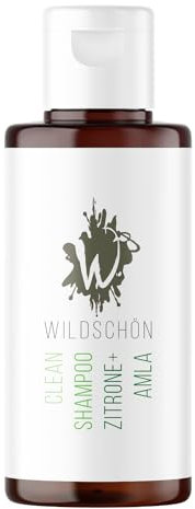 Wildschön Clean Shampoo Konzentrat Zitrone + Amla | 150 ml Konzentrat - 1:10 entspricht 1,5 Liter Volumen Naturshampoo | 100% Vegan: Natürliche Haarpflege ohne Silikon, Sulfate & Parabene