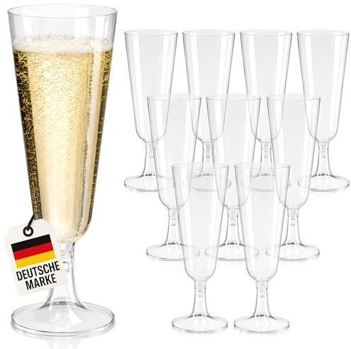 WELLGRO Lot de 60 flûtes à champagne 150 ml en plastique transparent incassable sans BPA réutilisables