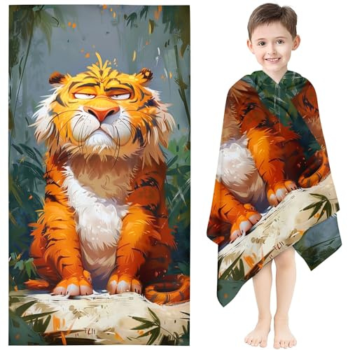 KIDSLOVE Tiger Strandtuch 90x180 cm Badetuch Waldtier Tiger Strandlaken Handtücher 50x100cm Für Kinder Tiger Badetuch Groß 100x200cm Microfaser Handtücher Handtuch (10,100 x 200 cm)