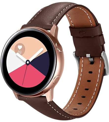 Läder Ersättningsband för Samsung Galaxy Watch 7/Watch 6 Classic/Watch 5 Pro, 20mm Sport Armband Klockarmband, Ersättningsrem för Galaxy Watch 4/Watch FE/Watch 3/Active 2