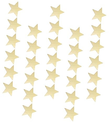 TEHAUX 30pcs DIY Wooden Five-Pointed Star Pendant Craft Supplies Blank Wooden Chip for Jewellery Making