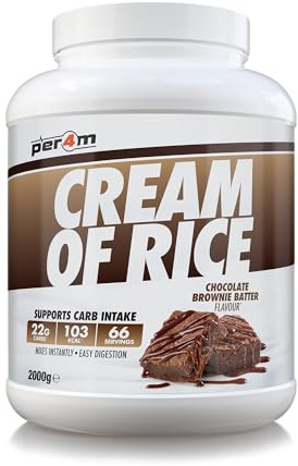 Per4m Protein Cream of Rice | Easy-to-Digest Complex Carbohydrate | Gluten-Free, Plant-Based Smooth Rice Porridge | Ideal Pre- or Post-Workout (2kg (Pack of 1), Chocolate Brownie Batter)