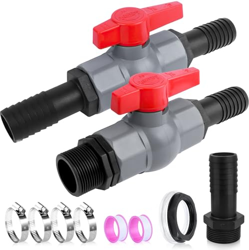 Nuyoah Kugelhahn mit Schlauchverbinder Pool Kugelhahn 1 zoll(25mm) PVC Regentonne Ventile Set Poolventil Ventil Kugelventil für Schläuche Absperrventil Innengewinde Absperrhahn