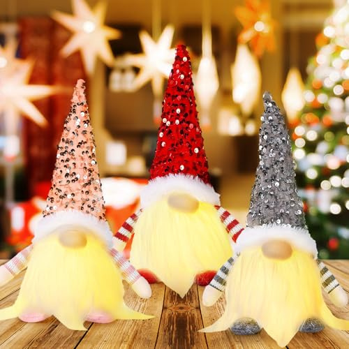 MplehDa Weihnachtswichtel Beleuchtet, 3 Stück Weihnachten Deko Wichtel mit Licht, Weihnachtswichtel Plüsch Weihnachtsdeko, Santa Claus Figur Gesichtslose Schwedisch Wichtel Weihnachten Weihnachsdeko