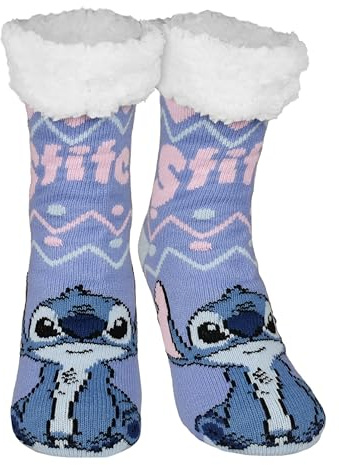 United Labels Disney Lilo & Stitch Chaussettes douillettes pour femmes, Violet, chaussettes antidérapantes moelleuses, chaussettes d'hiver, chaussettes chaudes, chaussettes d'intérieur, lilas, 39-42