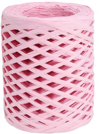 PATIKIL Raffia Ribbon 100 Yard, 1 Roll Natural Packing Paper Twine String for Crochet Box Wrapping Craft Holiday Decor, Pink