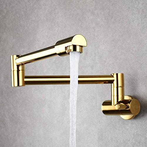 ZXFNVXC Taps for Kitchen Pot Filler Wall Mounted 360 Swivel Universal Cold Water Tap Single Handle Multi-Function Kitchen Faucet Kitchen Sinks Tap-Golden Brushed-Drawing (Golden)