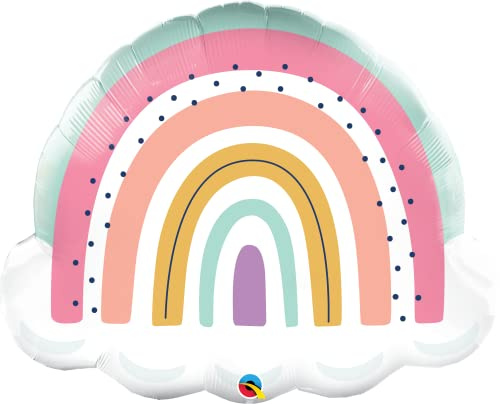 Folienballon Regenbogen – 32 Zoll (81 cm) – buntes Pastell-Design – Partydeko für Kindergeburtstag, Mädchen – Helium Balloon für Feiern und Events