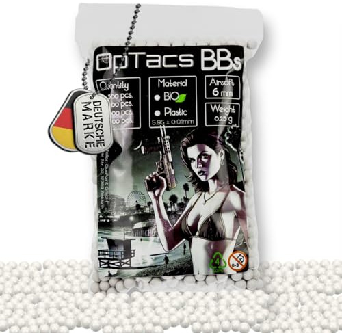 Optacs Airsoft BBS 6mm – Premium Softair Kugeln 0,25g – Präzise Airsoft Munition im wiederverschließbaren Beutel – Auswahl: 500 bis 3000 Stück