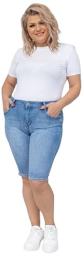 Lusty Chic Donna Jeans Capri Vita Alta, Pantaloni Pinocchietto Estivi 3/4, Elasticizzati Corti (M, Azul Claro)