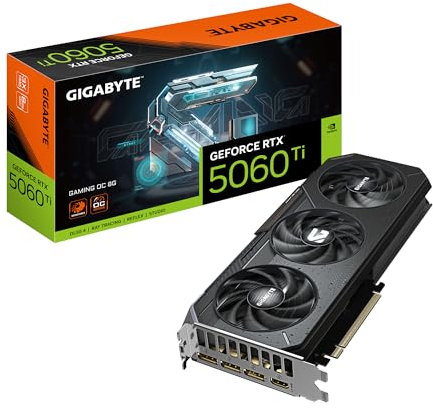 Gigabyte GeForce RTX 5060 Ti Gaming OC 8G Carte Graphique – 8 Go GDDR7, 128 Bits, PCI-E 5.0, 2647 MHz Fréquence du processeur, 3 x DisplayPort, 1 x HDMI, GV-N506TGAMING OC-8GD