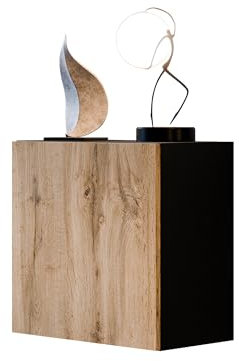 Mirjan24 Hängevitrine Cholon, Vitrinenschrank, Grifflose Öffnen, Farbauswahl, Hängende Kommode für Wohnzimmer Highboard, Vitrine (Schwarz + Wotan Eiche)