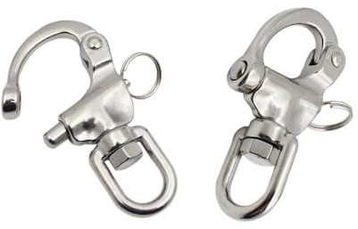 BEIRUDG Swivel Eye Snap Shackle 316 Stainless Steel Marine Sailboat Shackles Quick Release Swivel Shackle for Sailing Halyard, Sailing Rigging, SCBA Mask Clips and Sailboat Hardware 2pcs
