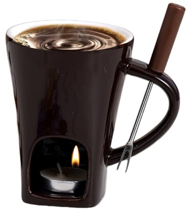 Wuvfojca Schokoladenfondue Tasse Schoko Fondue Klein Schokofondue Tasse Mit Teelicht Und Gabel Für Spaß Zuhause Feier Zusammenkunft Käse Butter Karamell Dessert Feiertag Spülmaschinenfest