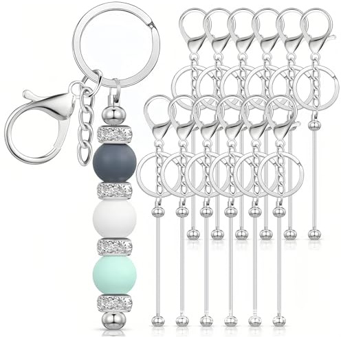 Foonary 12 Stück Schlüsselanhänger selber machen,schlüsselanhänger basteln,Schlüsselanhängers perlen,schlüsselanhängers bastelset,perlen für schlüsselanhängeres für Schmuck-Basteln