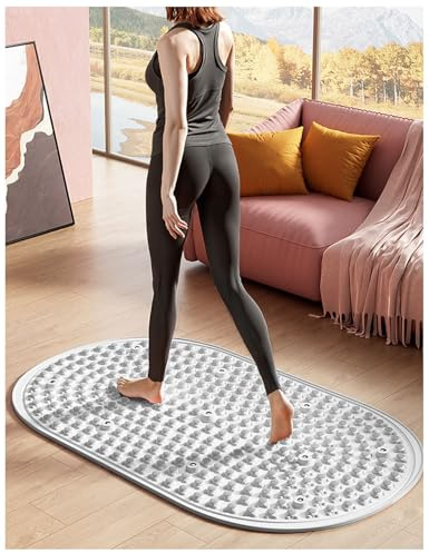 Foot Massage Mat, Soft Silicone Foot Acupressure Mats with Magnetic Therapy Pressure Point Mat Reflexology, Portable Rock Mat for Feet Fatigue Relief for Very Slow Jogging in Place(Gray,60x40cm)