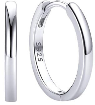 ChicSilver Creolen Silber 925 Damen dünn Ohrringe Klein Huggie Hoop Earring | Kreolen Silber Gold Schwarz Rosegold 6mm bis 20mm Hypoallergen Leicht Klassisch Elegant Ohrringe Geschenke für Frauen Herren