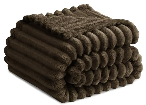 RUIKASI Kuscheldecke Flauschig Decke Braun - 150x200cm Fleecedecke Sofadecke Couchdecke für Wohnzimmer Deko Tagesdecke Blanket, Weiche Wolldecke Warme Korddecke als Wohn- & Kuscheldecken