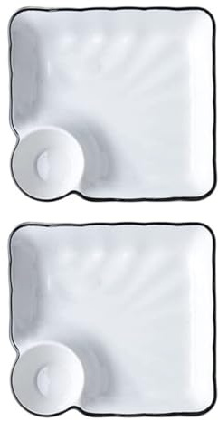 LABRIMP Set 2 Pezzi Piatti in Ceramica per Sushi e Gnocchi Piatto per Salsa Scomparto Piatti da Portata Leggeri e Compatti per Uso Domestico e Occasioni Multiple