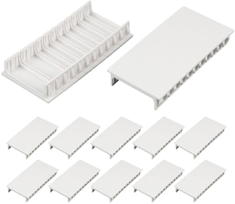 8 unidades de cubierta ciega 12TE para caja de fusibles y subdistribuidores, tira de cubierta para caja de fusibles, 215 x 50 mm, color blanco para organización de cajas
