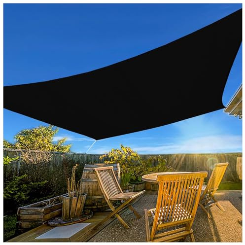 Vela Ombreggiante Impermeabile 3x4m Tenda a Vela Rettangolare con Fune Tenda da Sole per Esterno Protezione Adatto per Giardino Terrazzo e Campeggio,Nero,3m×4m