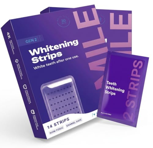 28 Pièces Bandes Blanchissantes Dents Violettes, Bandelettes De Blanchiment Dentaire Pour Une Apparence Plus Blanche Des Dents, Kit De 14 Applications, Aide À Réduire Les Taches De Café Et Thé