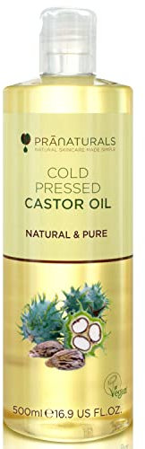 PraNaturals kaltgepresstes Rizinusöl - 100% natürliche vegane Reinheit, für Haarwuchs und Wimpern, weichere Haut und weiches Gesicht. Reich an OMEGA-6 und OMEGA-9 (500ml)