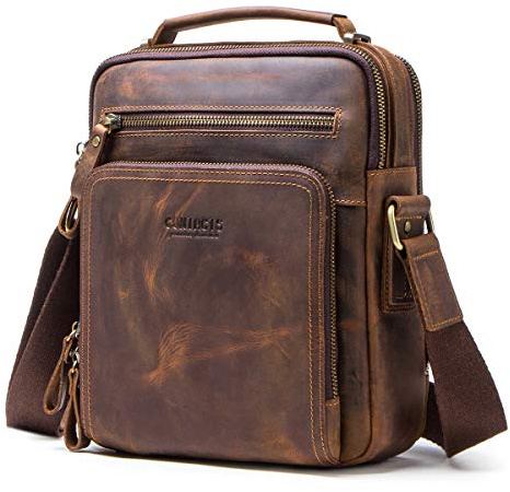Contacts Bolso bandolera de cuero de vaca para hombre iPad Mini Tote, Talla única