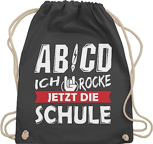Shirtracer Turnbeutel Rucksack - Schulanfang & Einschulung Geschenk - ABCD Ich rocke jetzt die Schule - Unisize - Dunkelgrau einschulung-schulanfang schulbeutel mädchen 1. klasse schulanfänger