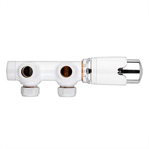 S SIENOC H-Ventil Anschlussgarnitur Mittelanschluss/Radiator Valves Thermostat Für Badheizkörper Mit Zweirohr System(Eck - Rohre aus Wand Weiß)