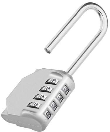 ZHEGE Lang Vorhängeschloss Zahlen, 4-stellig Zahlenschloss Langer Bügel Für fitnessstudio Spind, Werkzeugkisten, Wetterfest Schloss für Tür, Gartenzäunen (1 Stück, Silber)