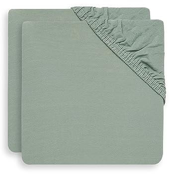 Jollein Drap-Housse en Jersey 2-Pièces, 120 cm Longueur x 60 cm Largeur, Vert Cendré
